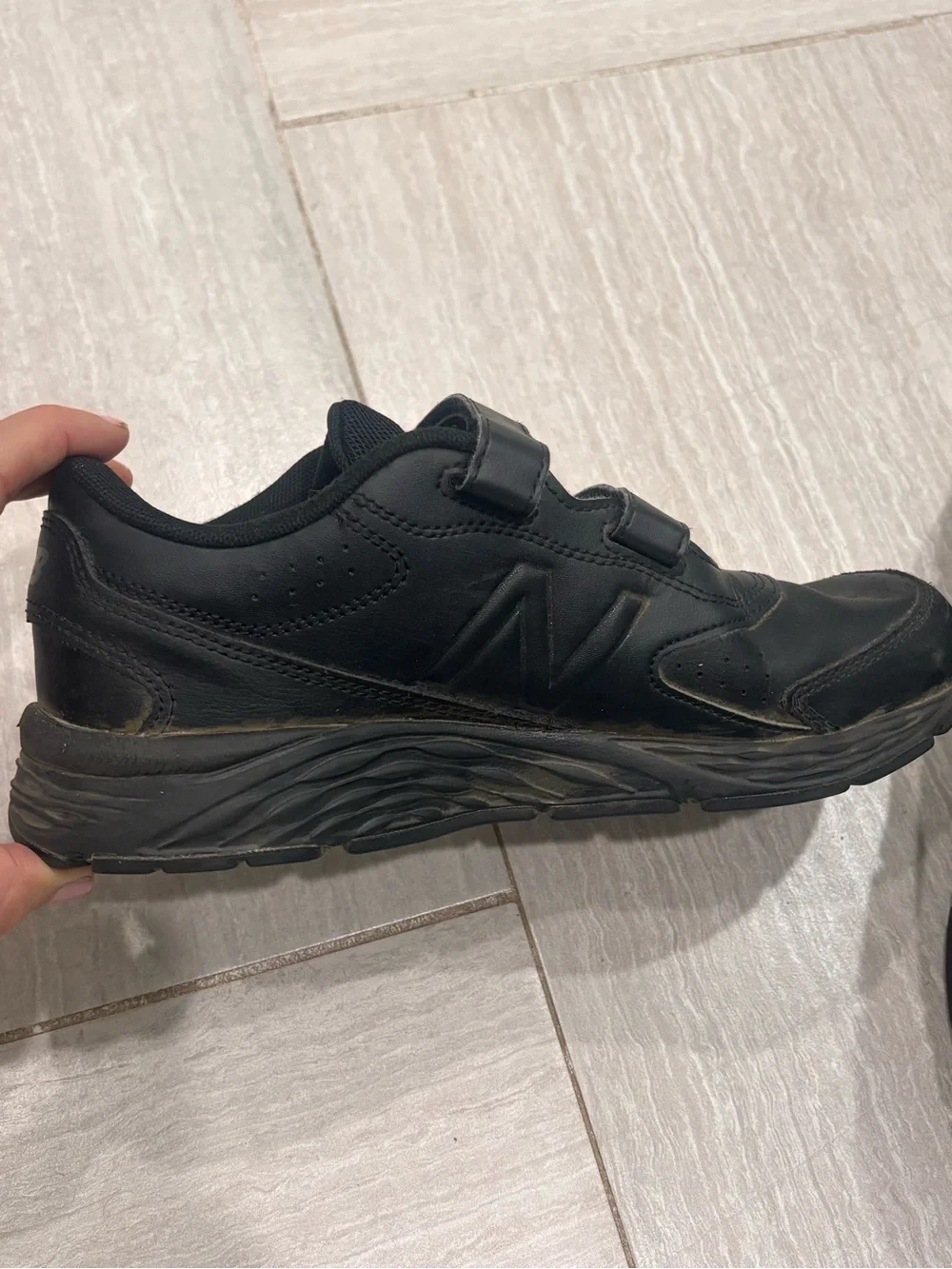 New Balance Hook and Loop Black Sneakers Sz 5.5Y